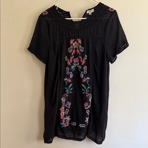 Umgee Black Midi Dress with Colorful Embroidery